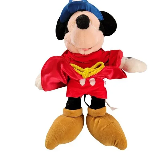 Disney Mickey Mouse Fantasia Plush 20" Sorcerers Apprentice Red Robe & Blue Hat - Picture 4 of 6